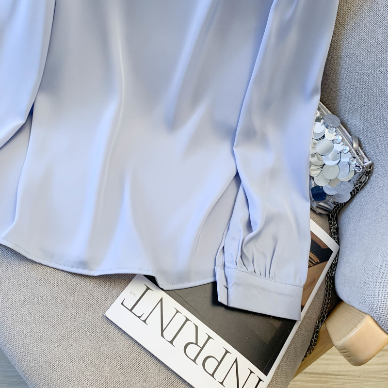 Chiffon satin shirt temperament pullover tops for women