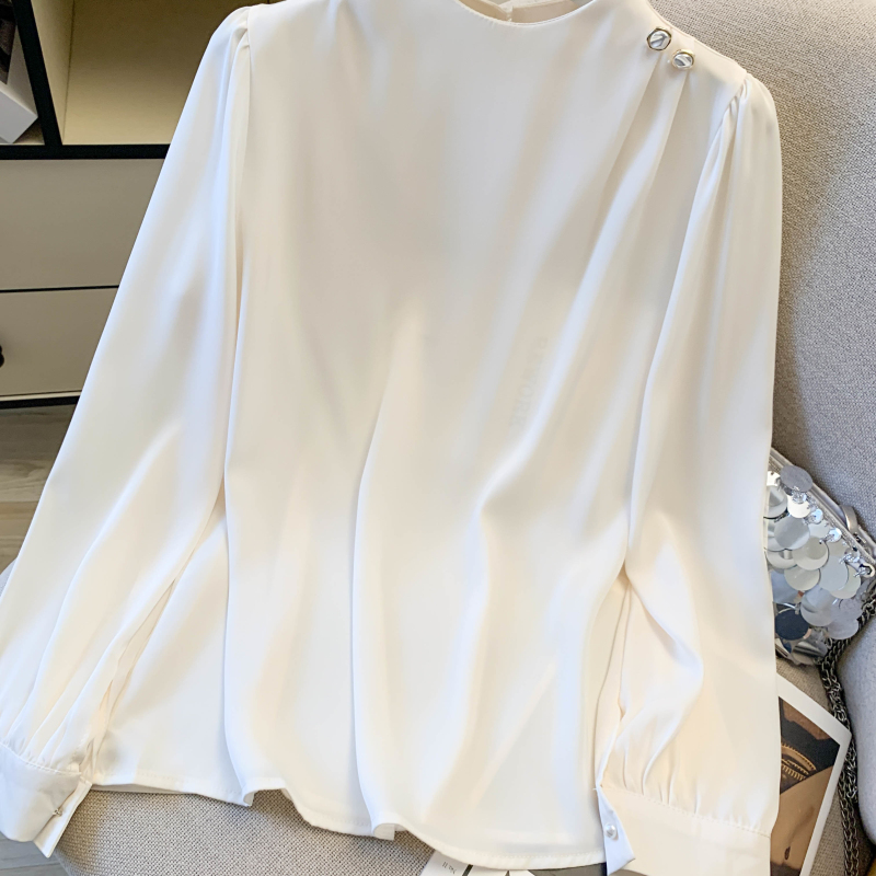 Chiffon satin shirt temperament pullover tops for women