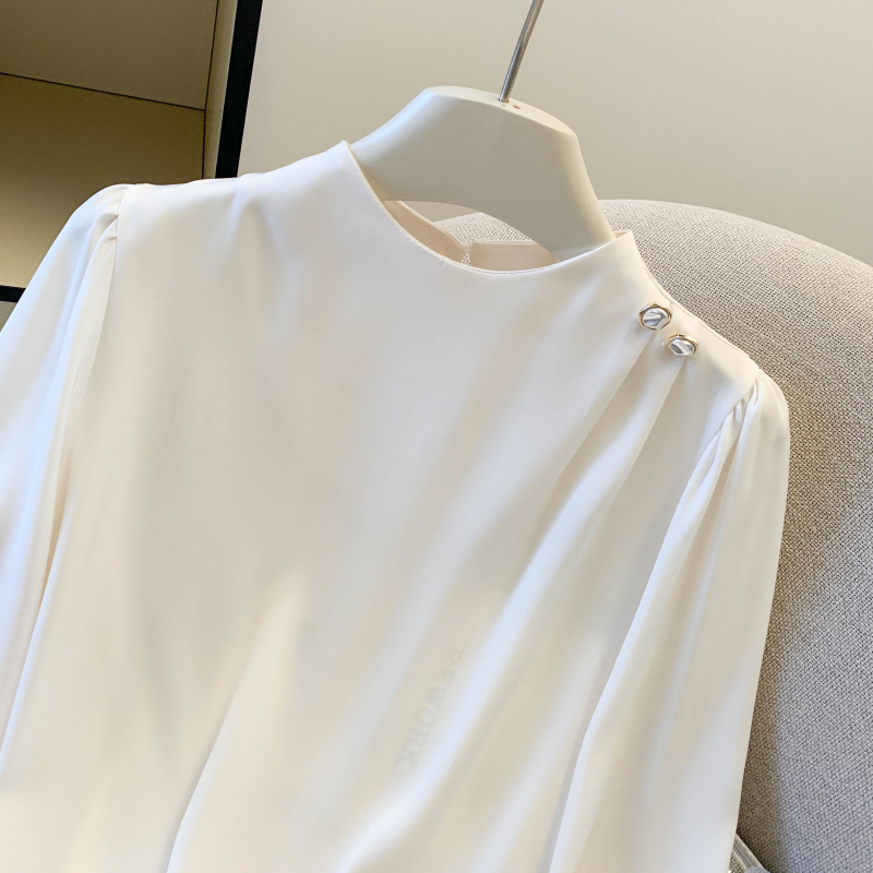 Chiffon satin shirt temperament pullover tops for women