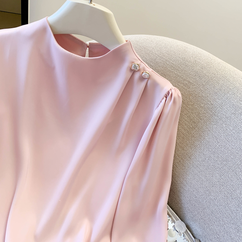 Chiffon satin shirt temperament pullover tops for women