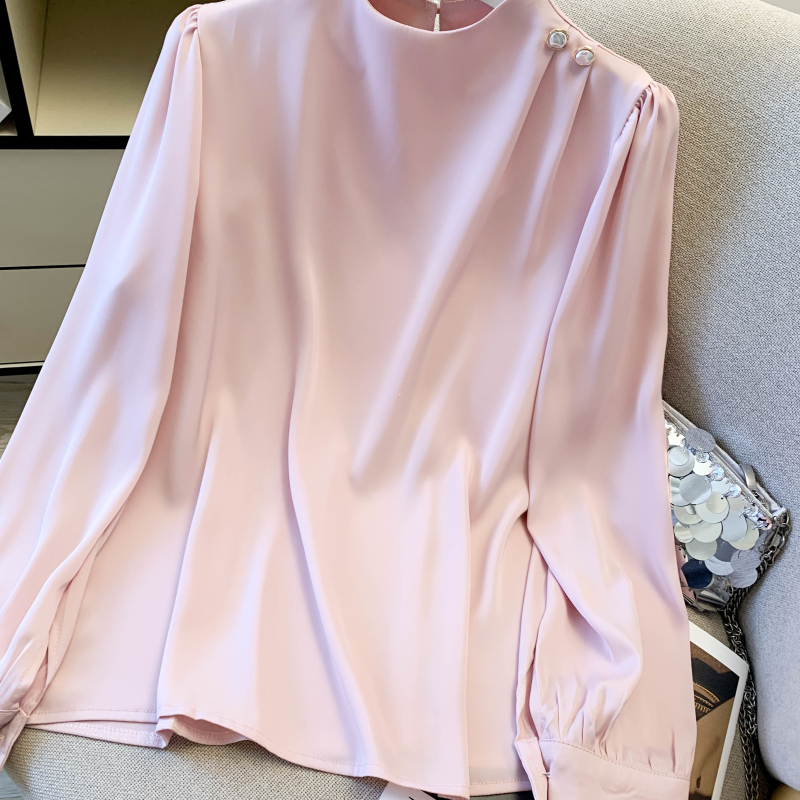 Chiffon satin shirt temperament pullover tops for women