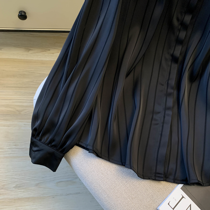 Commuting satin stripe shirt profession niche tops