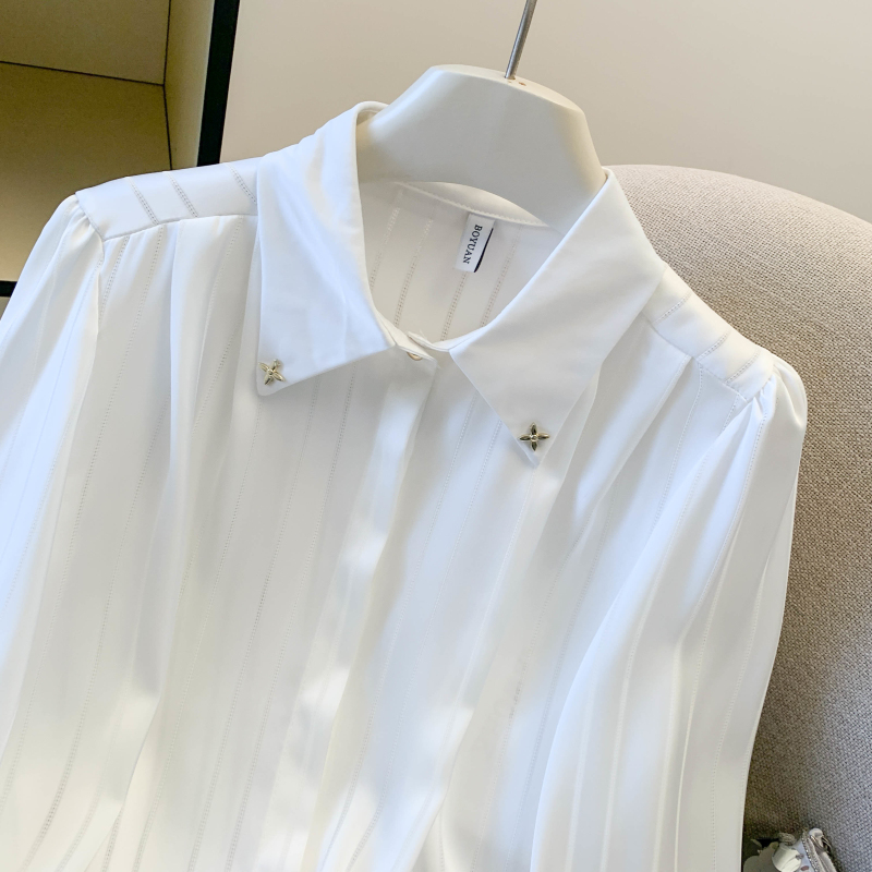 Commuting satin stripe shirt profession niche tops