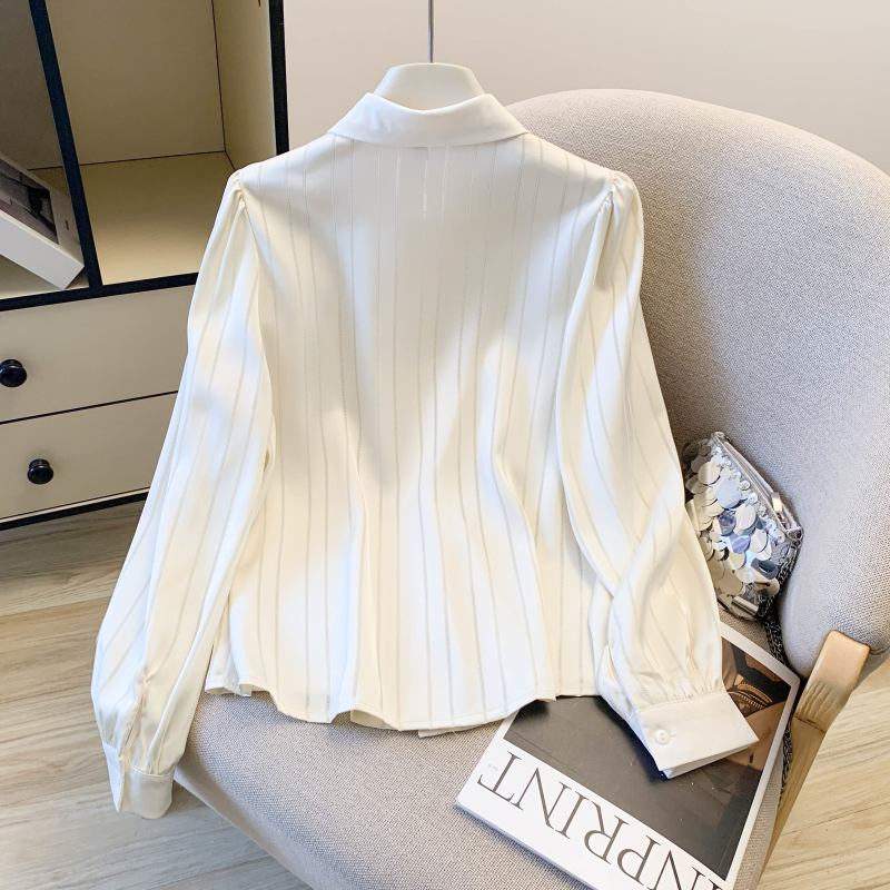 Commuting satin stripe shirt profession niche tops