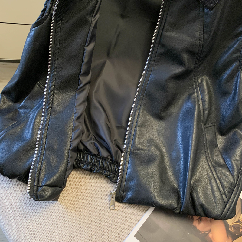 White outside the ride small vest washed ladies leather coat