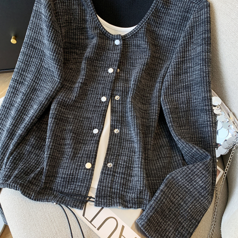 Lazy long sleeve cardigan spring drawstring tops for women