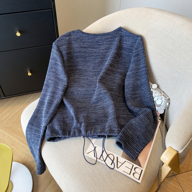 Lazy long sleeve cardigan spring drawstring tops for women