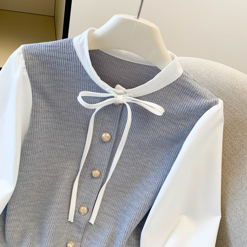 France style bottoming shirt Pseudo-two small shirt