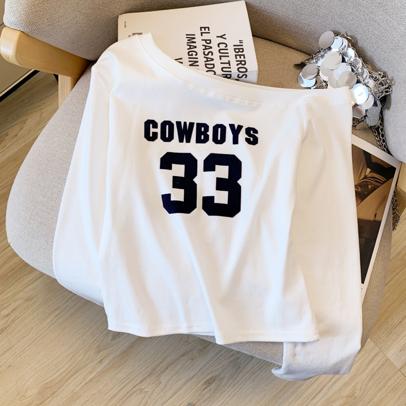 Printing all-match tops fashion strapless T-shirt