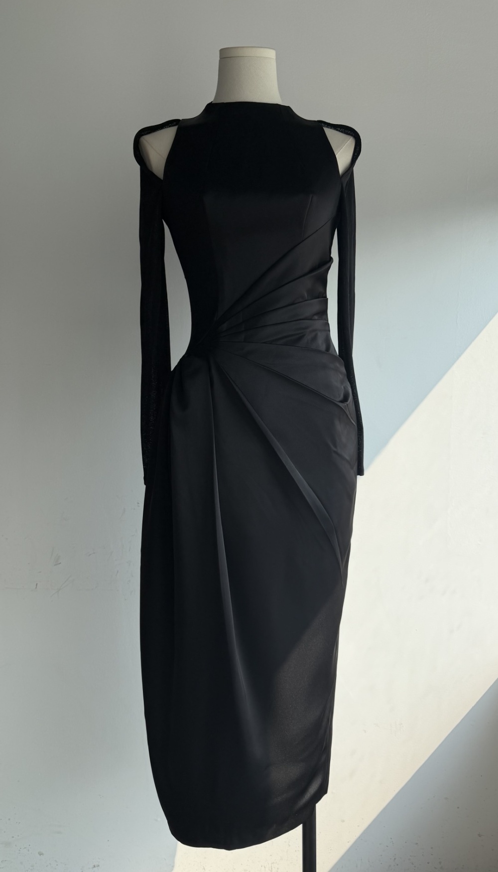 Elegant chouzhe fold dress satin splice formal dress