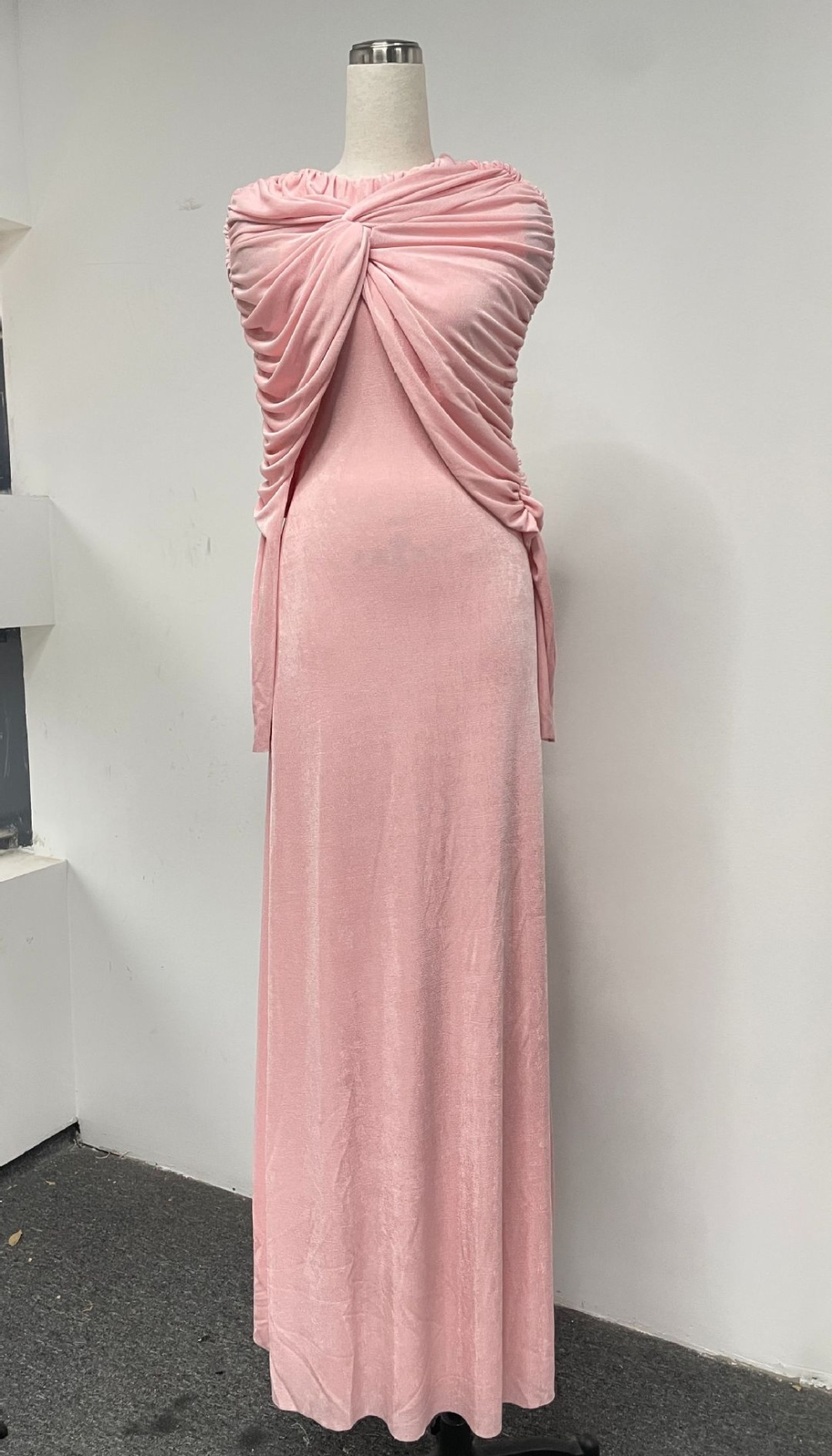 Ladies pure slim long dress asymmetry knitted fold dress