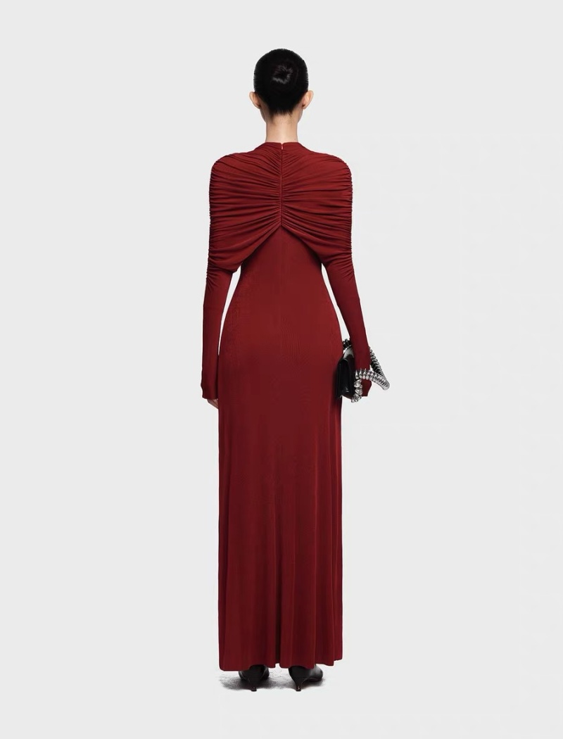 Ladies pure slim long dress asymmetry knitted fold dress