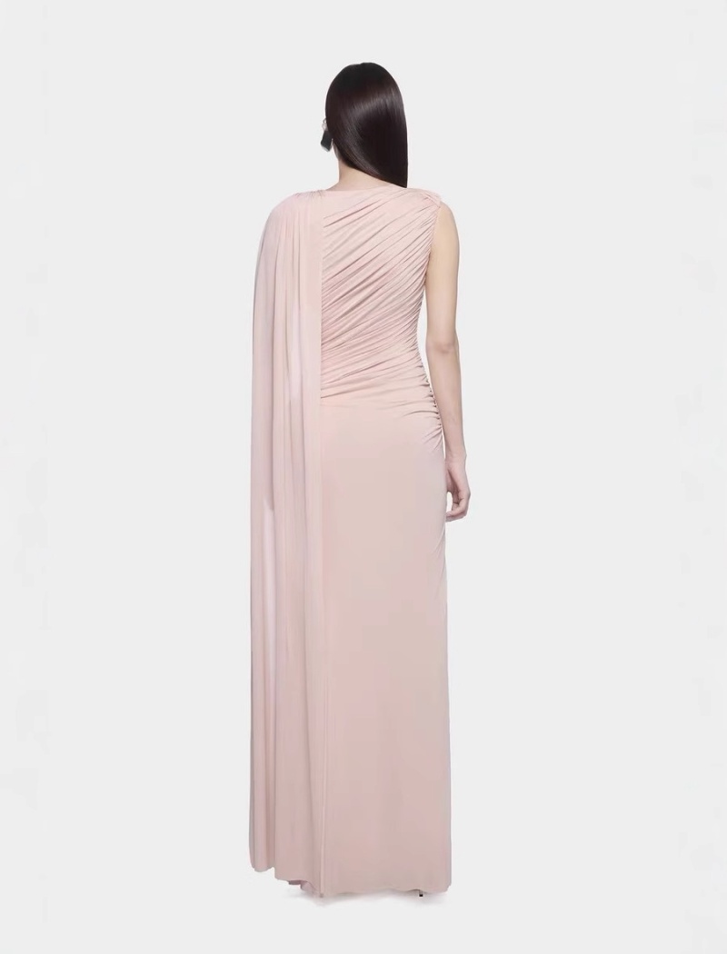 Pink mopping niche shawl knitted streamer long dress