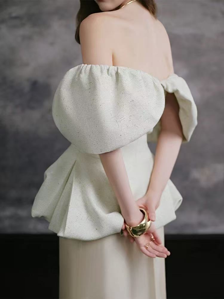 Temperament bud sleeve tops niche skirt a set