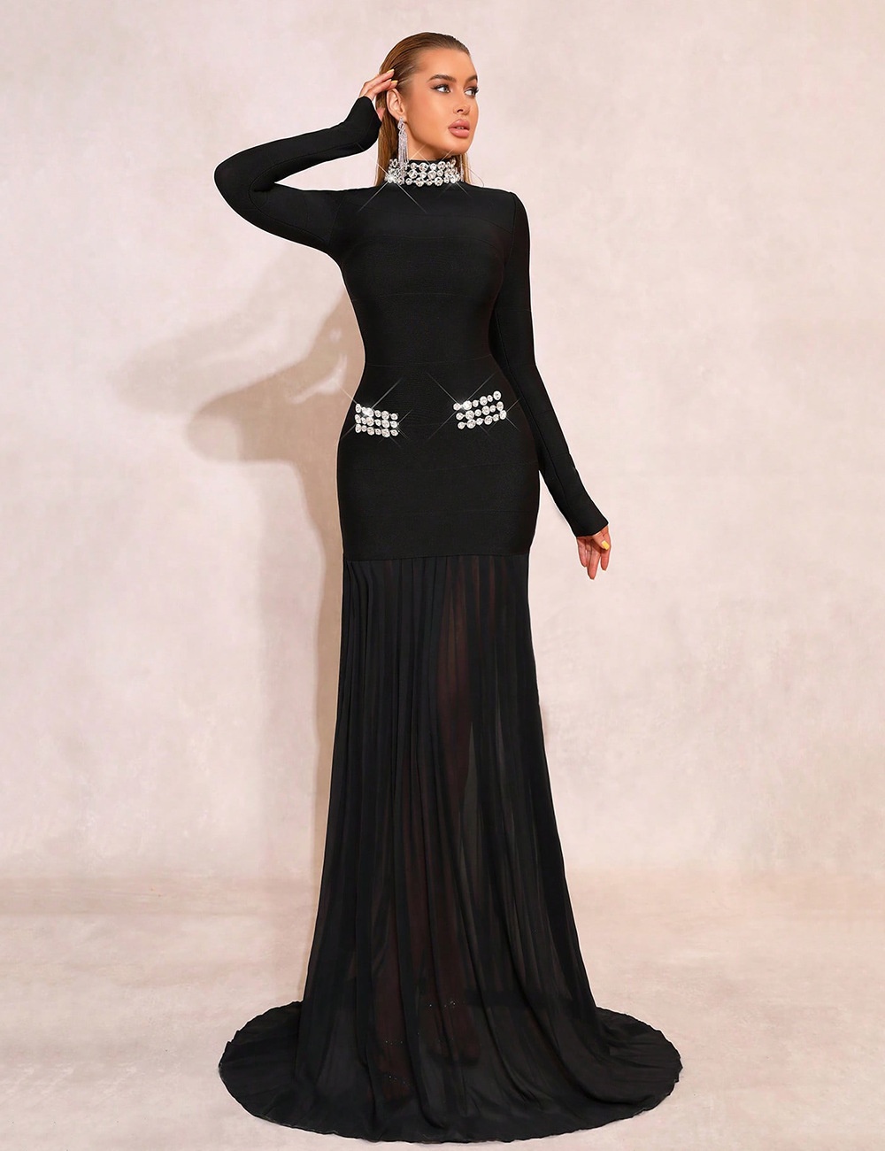 Elegant long dress elasticity evening dress for women