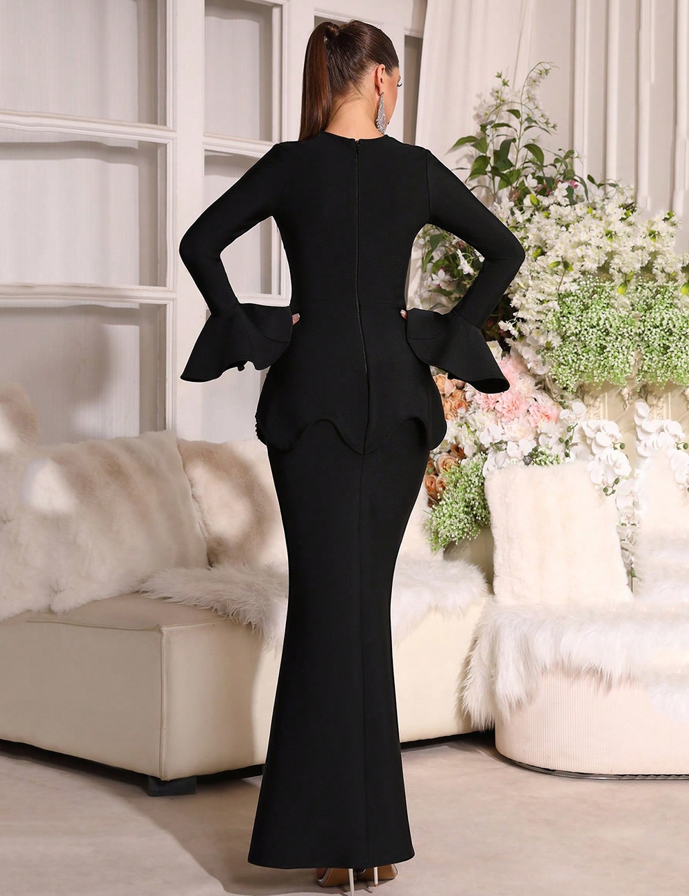 Rhinestone elegant dress sexy bandage long dress