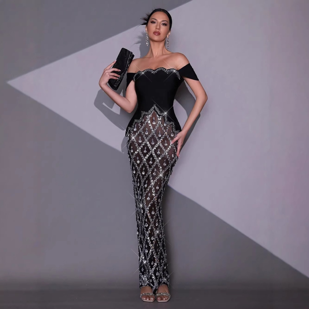 Rhinestone sequins dress sexy long dress for women