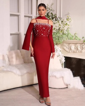 Rhinestone formal dress strapless long dress for women