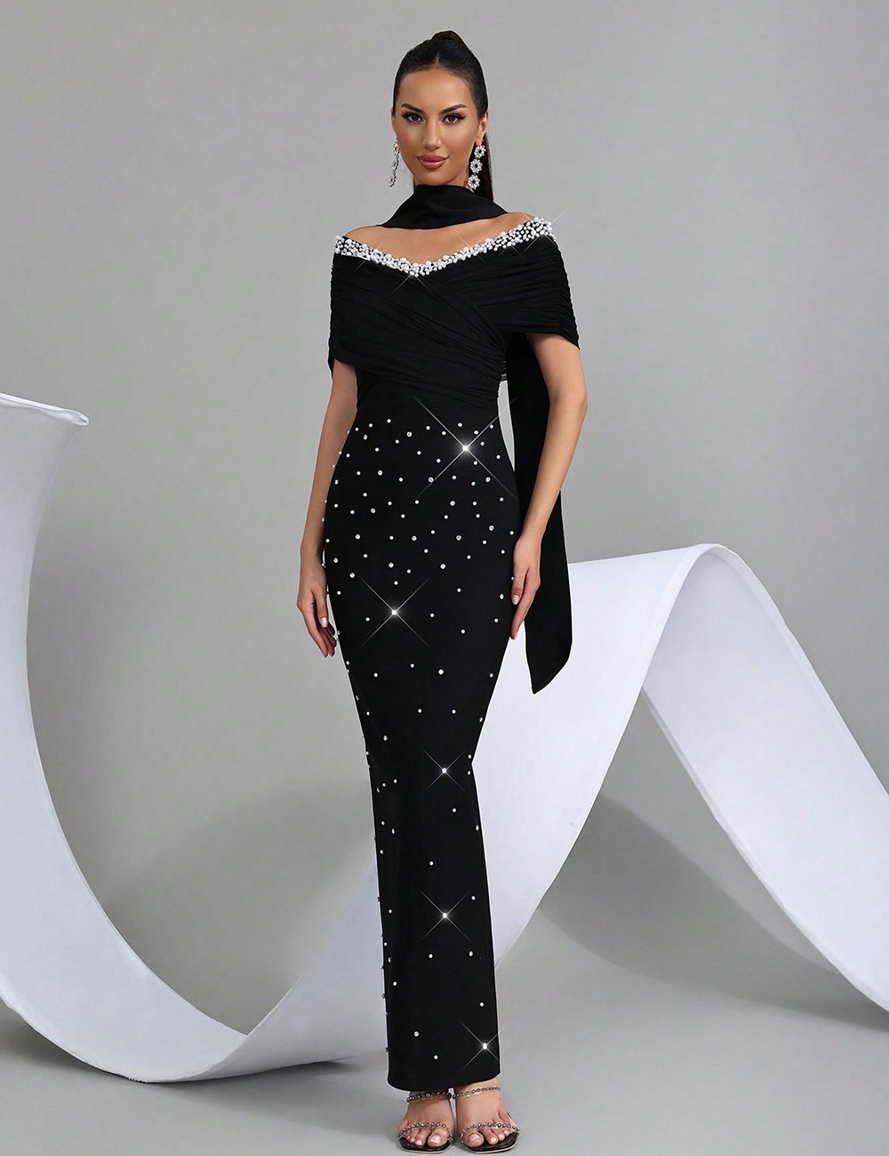 Beading bandage evening dress party long dress for women