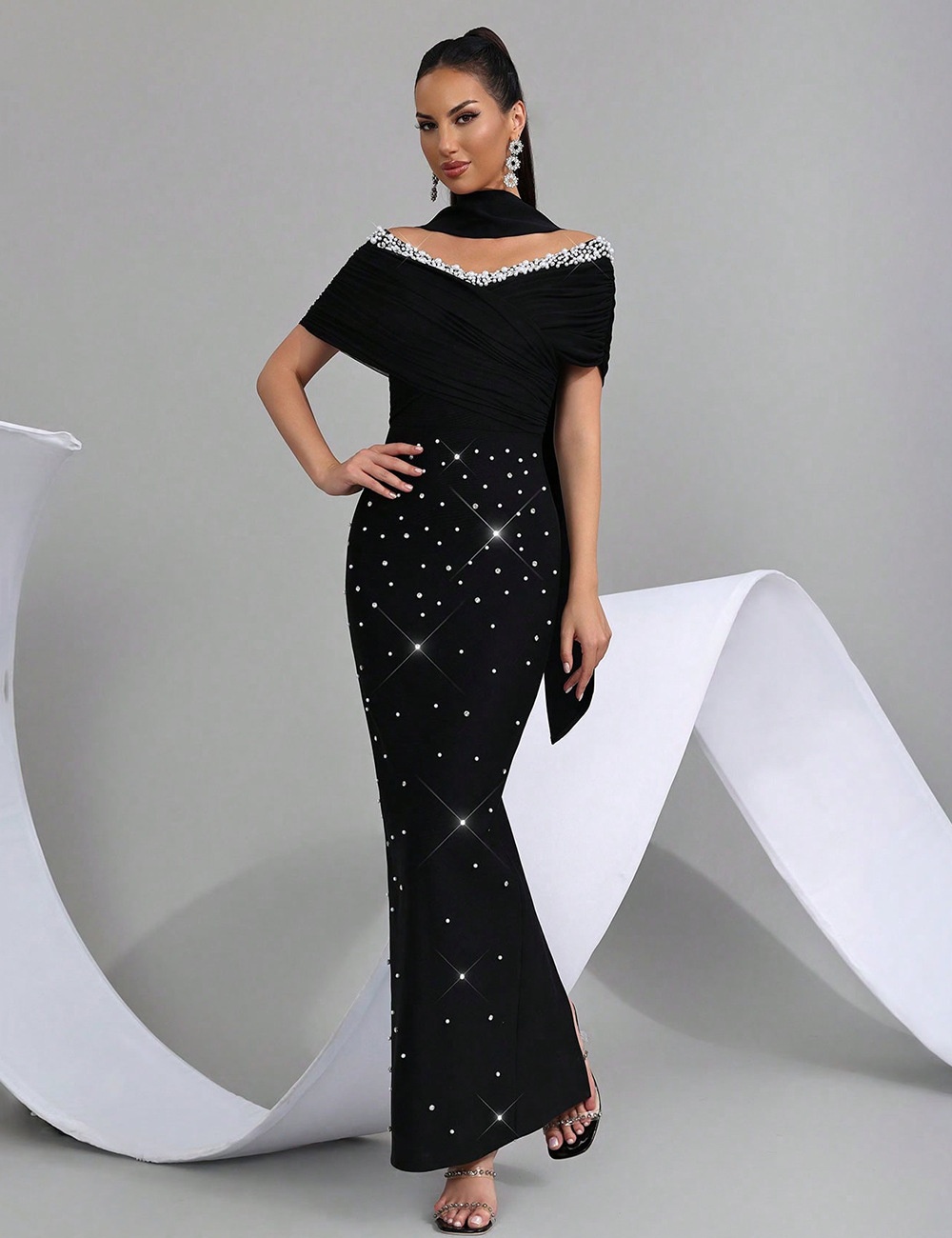 Beading bandage evening dress party long dress for women