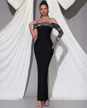 Bandage long dress long sleeve evening dress for women