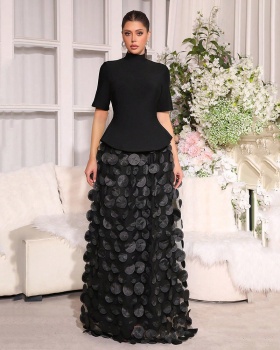 Stereoscopic banquet dress high collar Sexy underwear