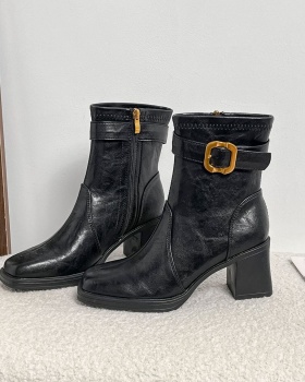 Square head boots autumn and winter short boots for women