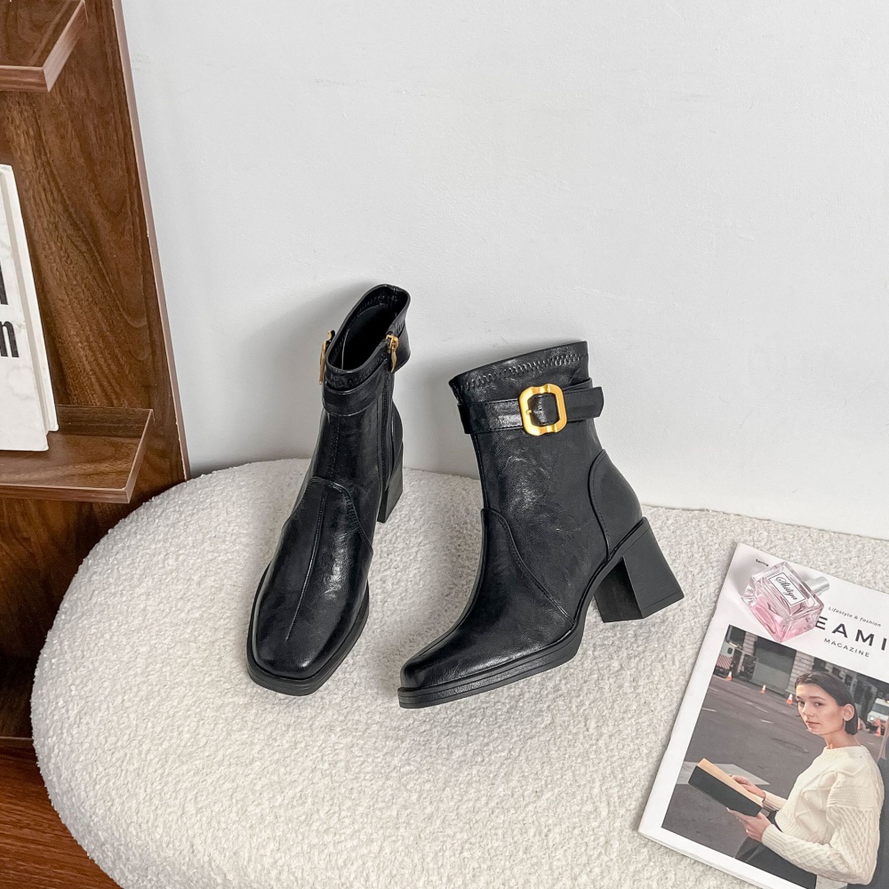 Square head boots autumn and winter short boots for women