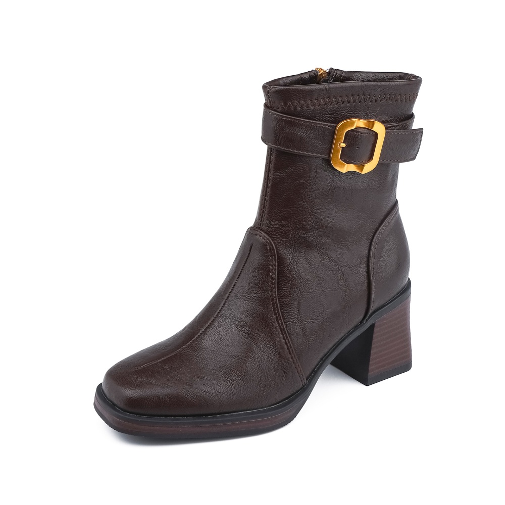 Square head boots autumn and winter short boots for women