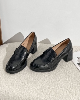 Heighten small lazy shoes retro thick loafers