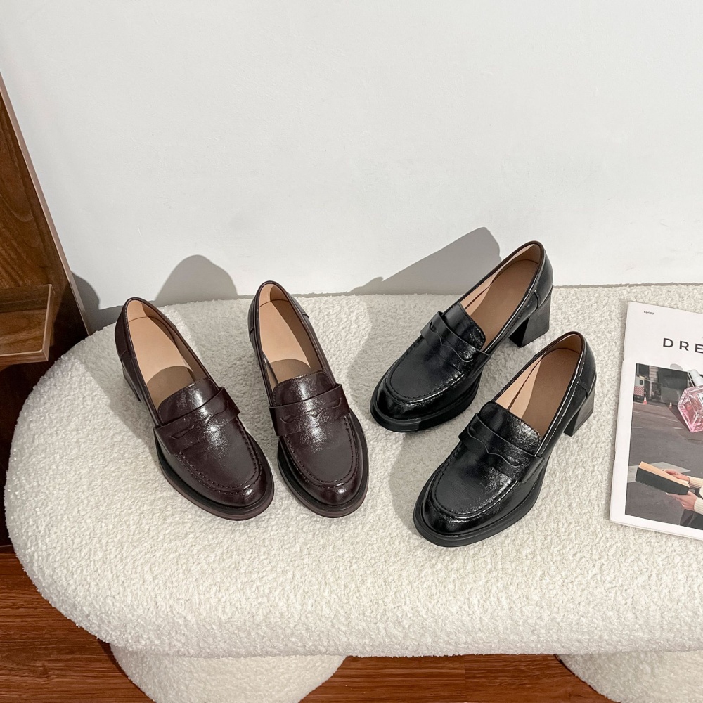 Heighten small lazy shoes retro thick loafers