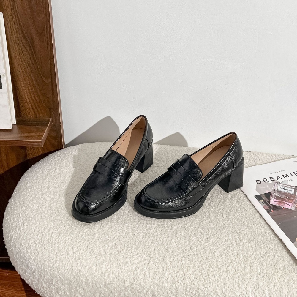 Heighten small lazy shoes retro thick loafers