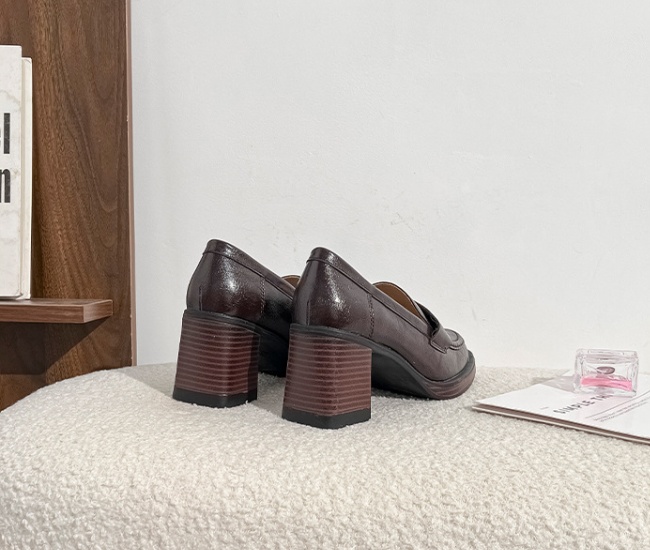 Heighten small lazy shoes retro thick loafers