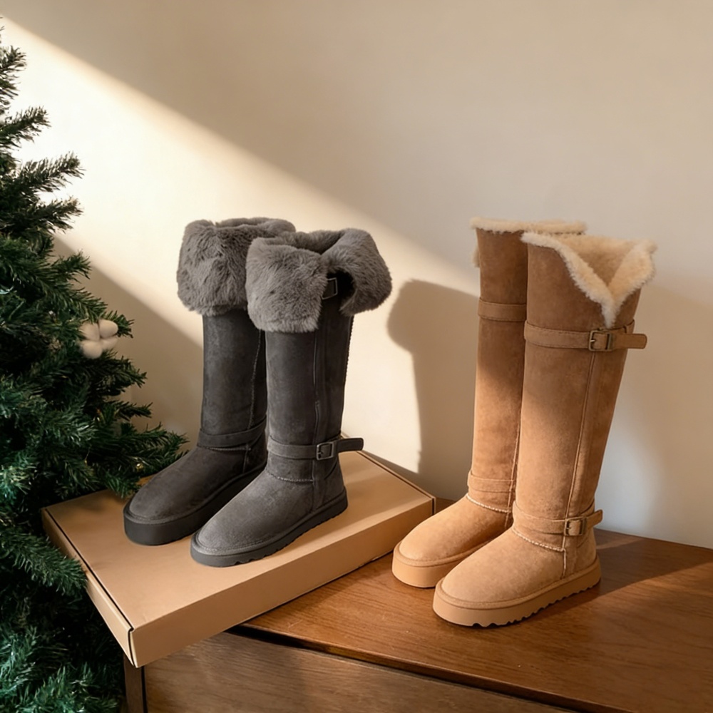 Wears outside elmo boots thermal plus velvet thigh boots for women