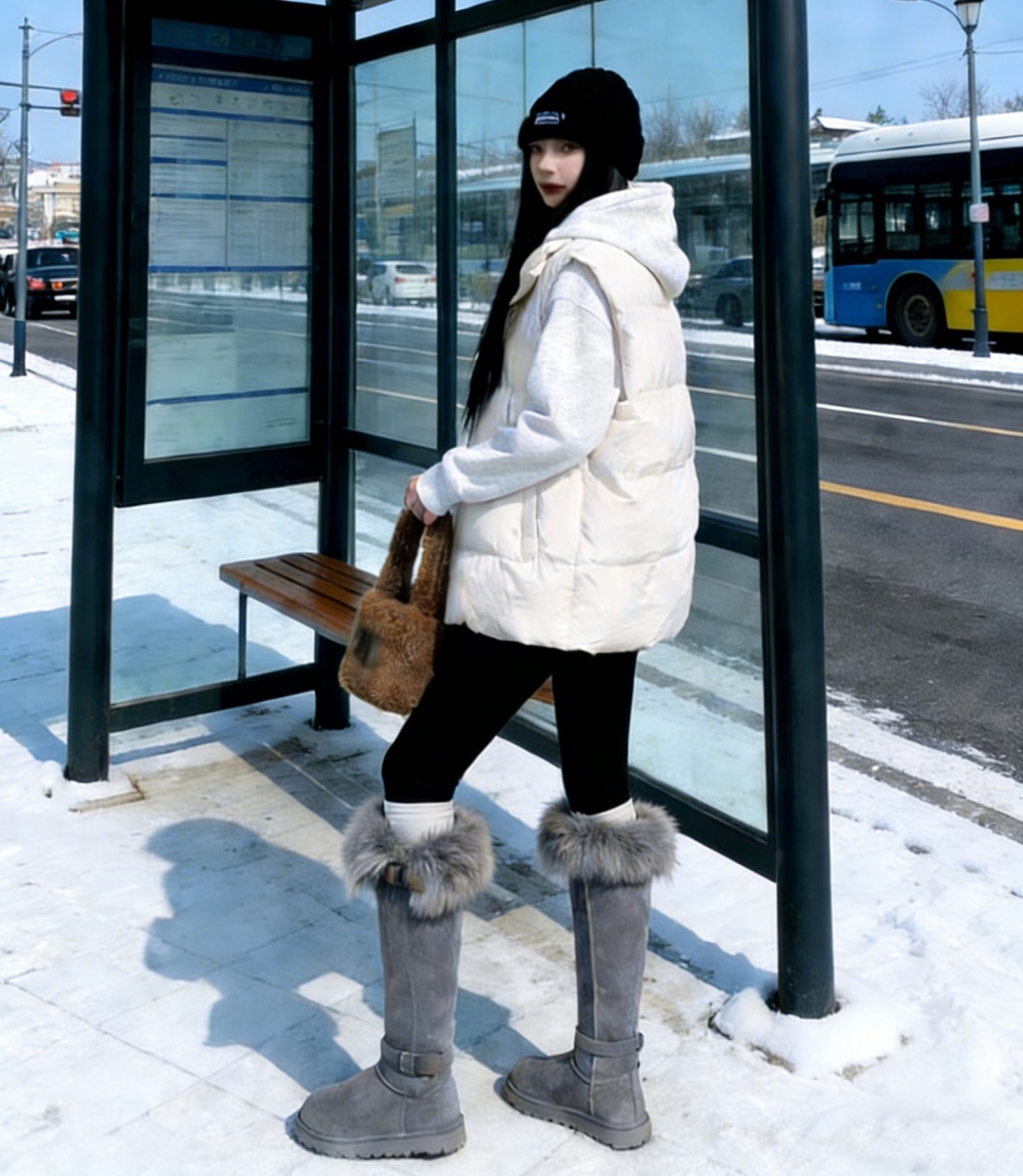 Wears outside elmo boots thermal plus velvet thigh boots for women