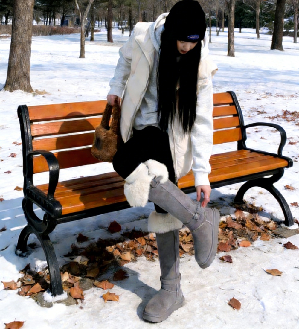 Wears outside elmo boots thermal plus velvet thigh boots for women