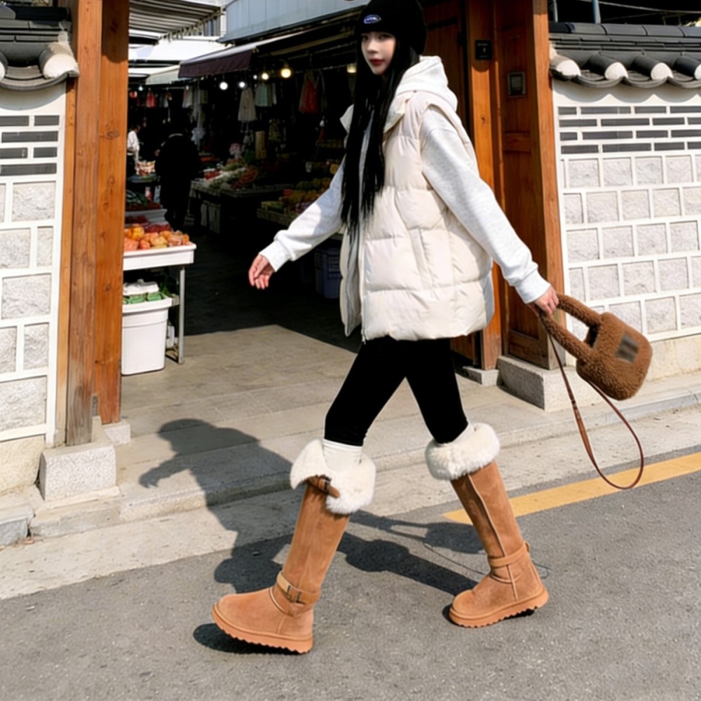 Wears outside elmo boots thermal plus velvet thigh boots for women