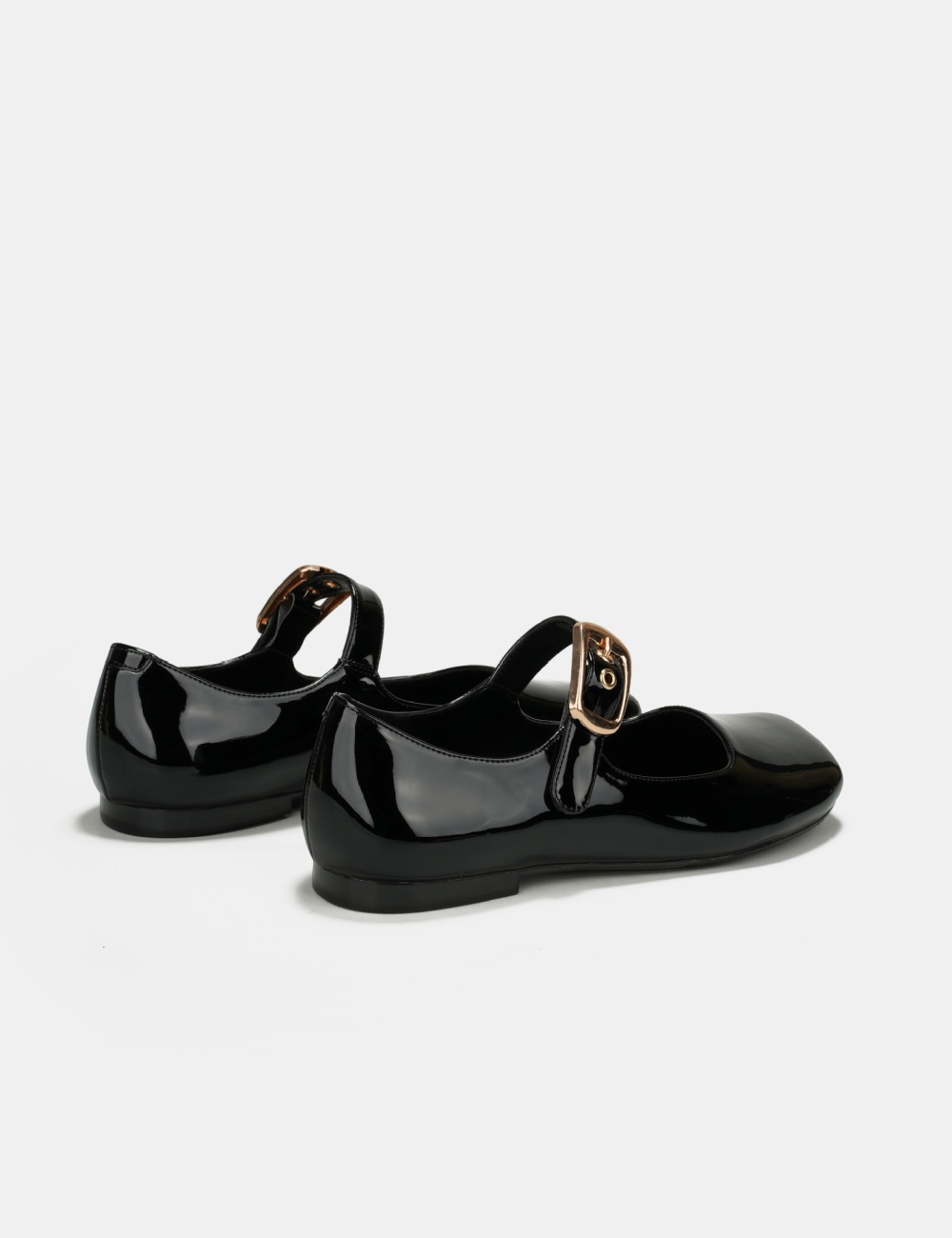 Simple cowhide patent leather flattie low silk shoes