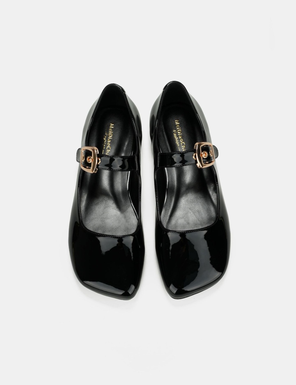 Simple cowhide patent leather flattie low silk shoes