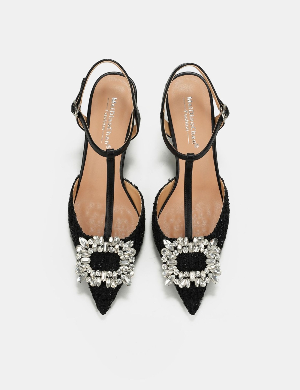 Fine-root side buckle summer sandals low pointed shoes for women