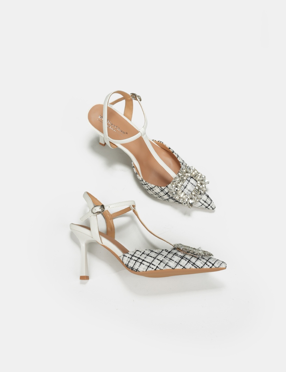 Fine-root side buckle summer sandals low pointed shoes for women