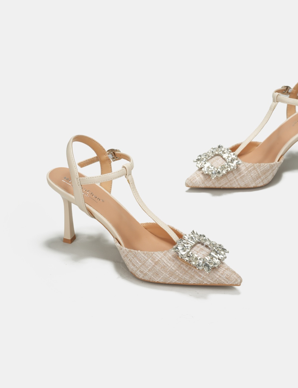 Fine-root side buckle summer sandals low pointed shoes for women