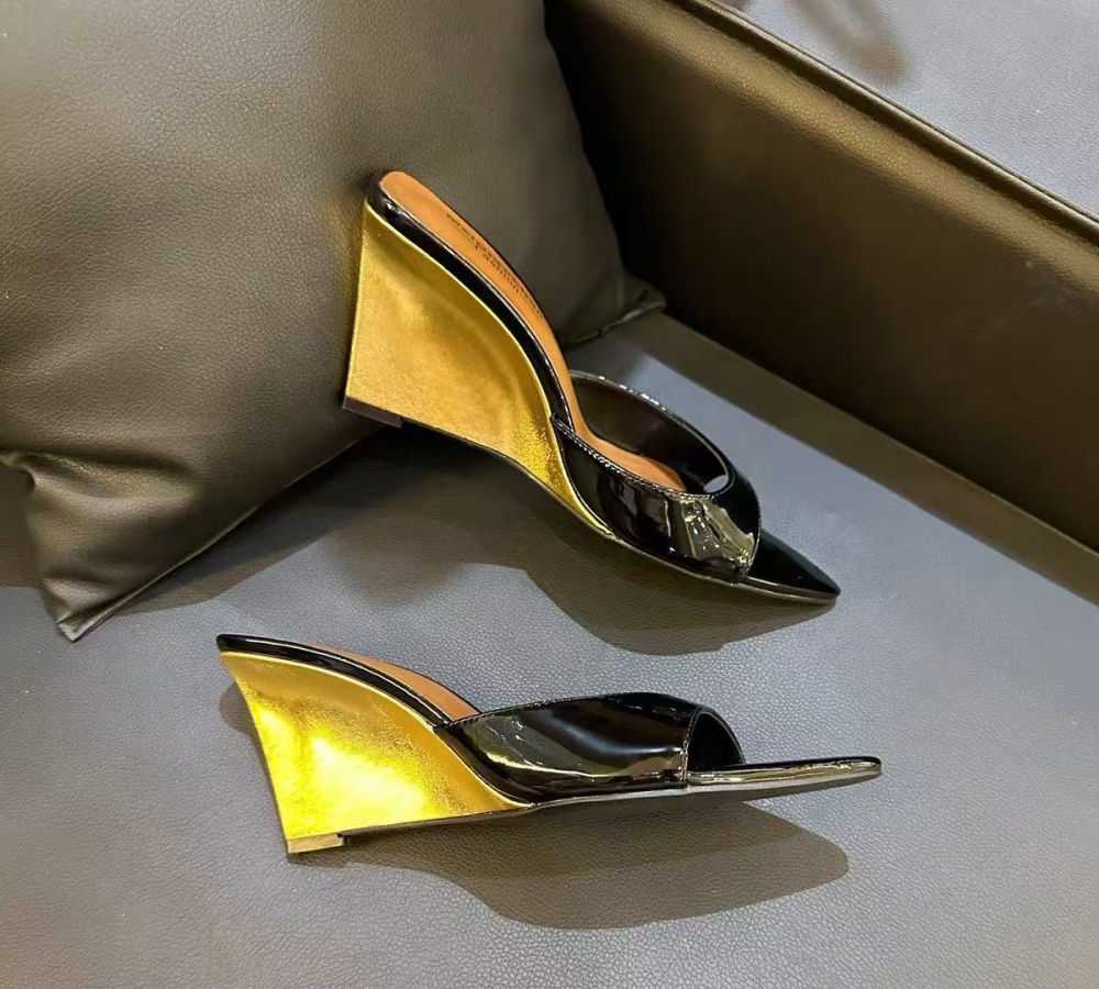 Fashion gold sexy sandals black summer slipsole slippers