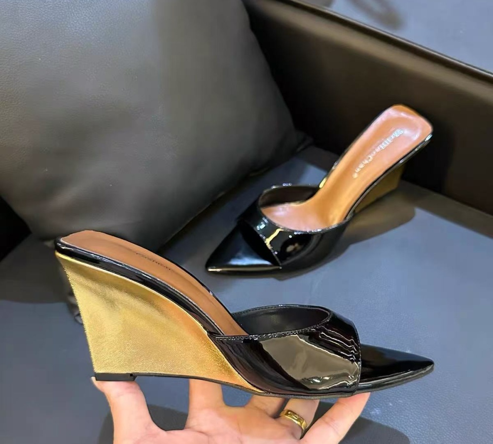 Fashion gold sexy sandals black summer slipsole slippers