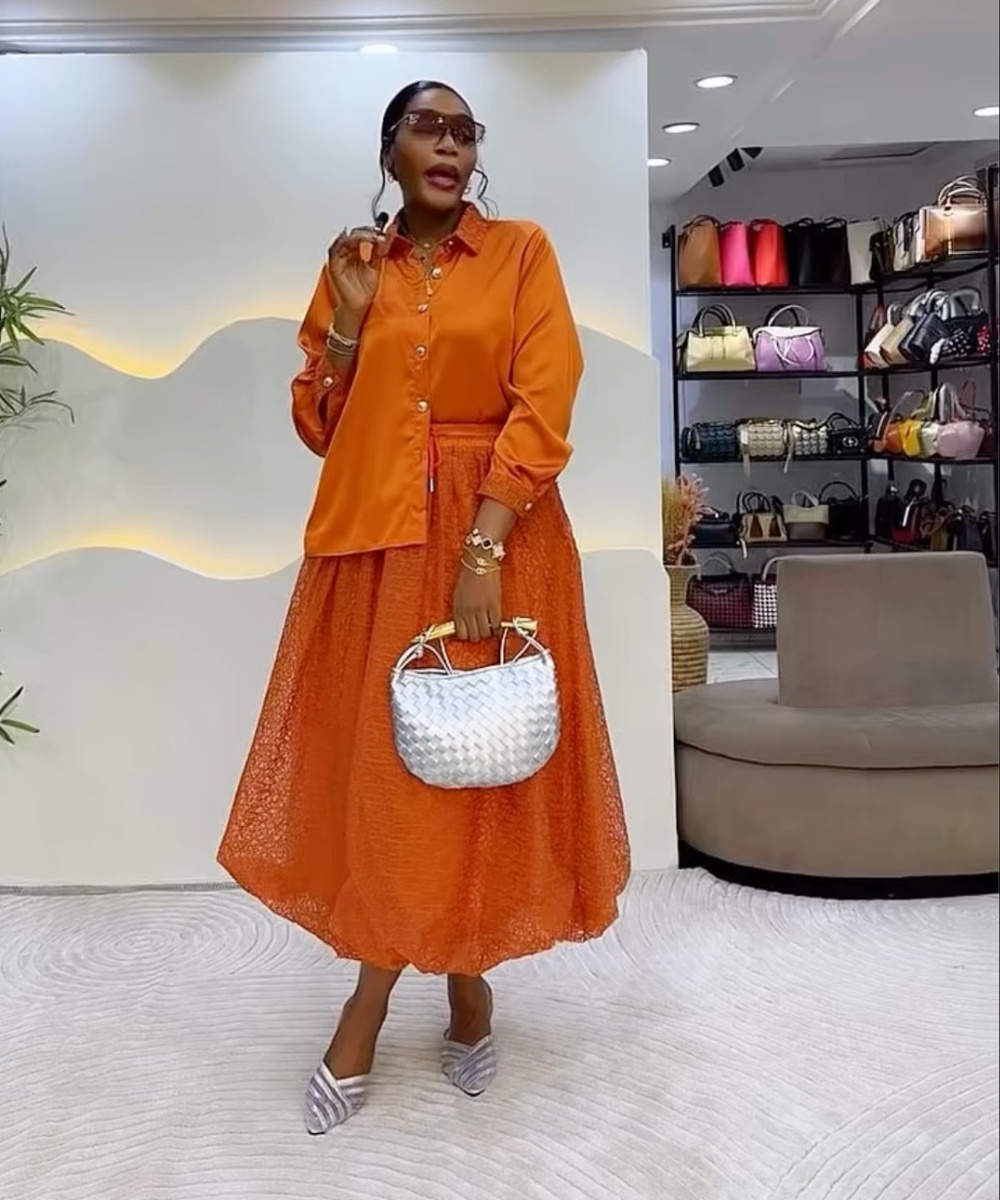 Long sleeve pure shirt European style skirt a set for women