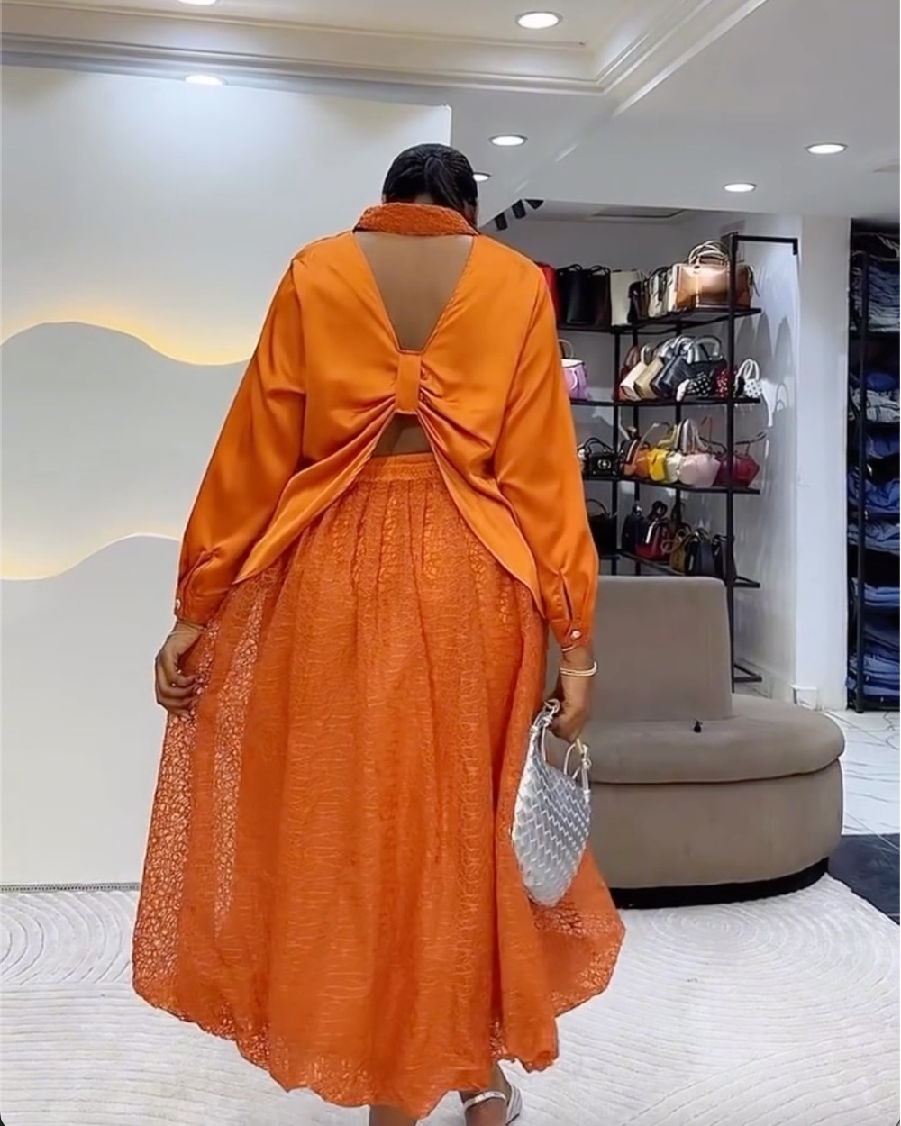 Long sleeve pure shirt European style skirt a set for women