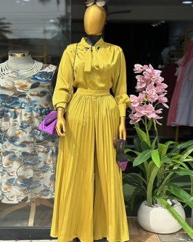 High waist shirt fashion long pants a set for women