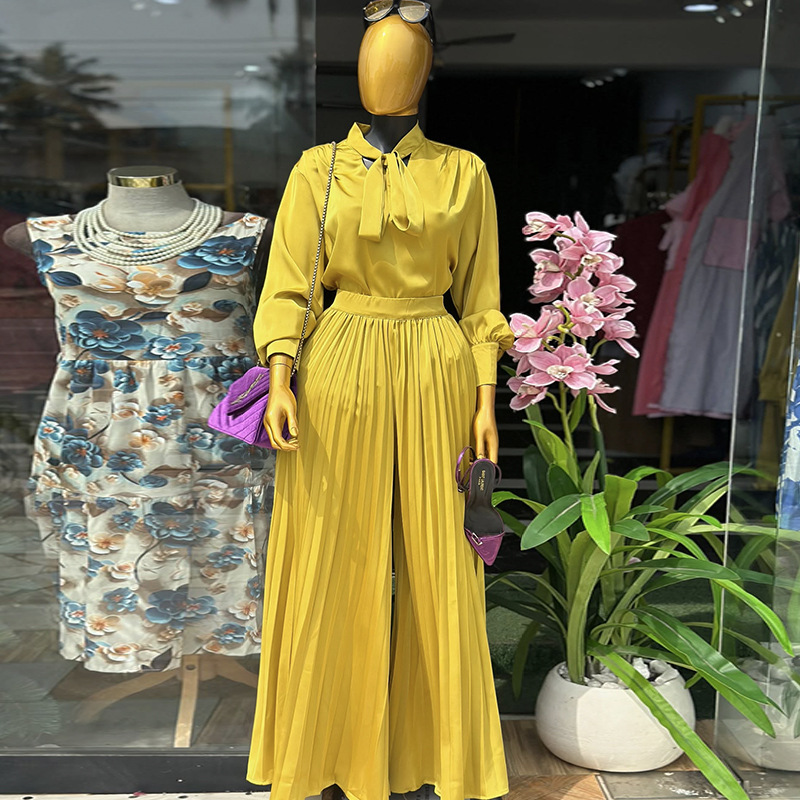 High waist shirt fashion long pants a set for women