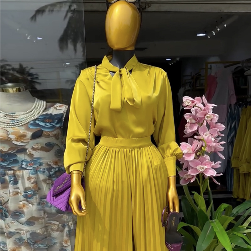 High waist shirt fashion long pants a set for women