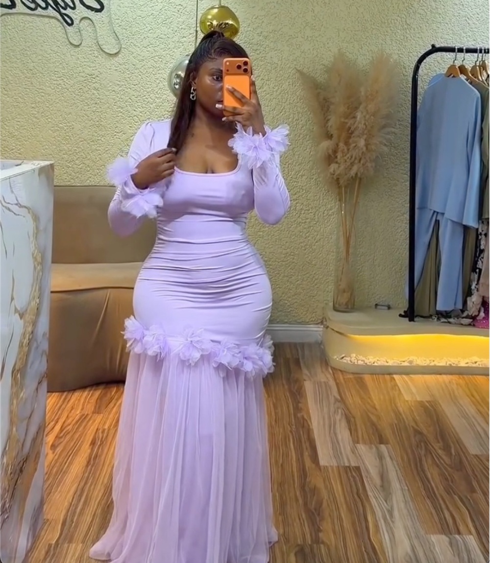 Gauze long European style dress for women